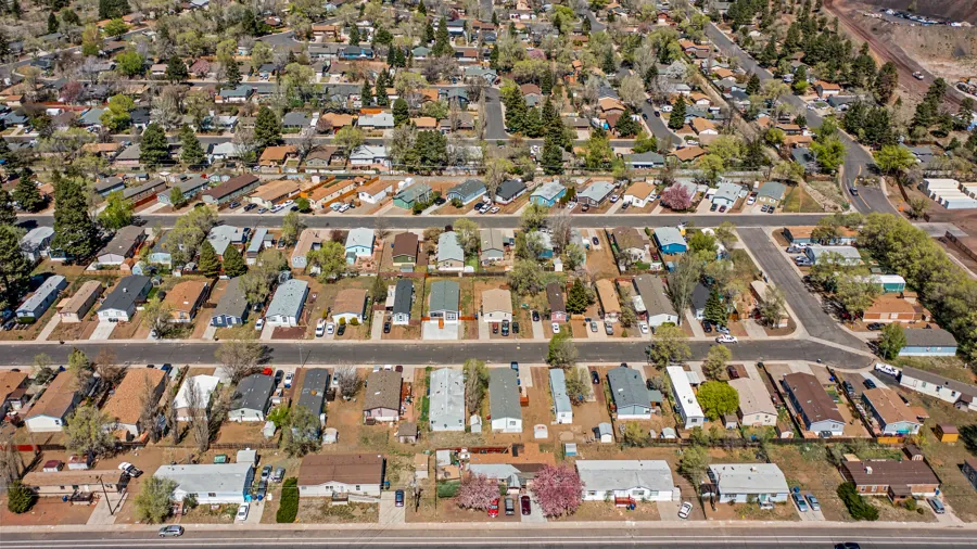 Top-down aerial of the Jo Don street grid